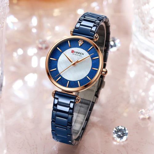 CURREN Women's Luxury Quartz Watch - Stainless Steel, Numberless Dial