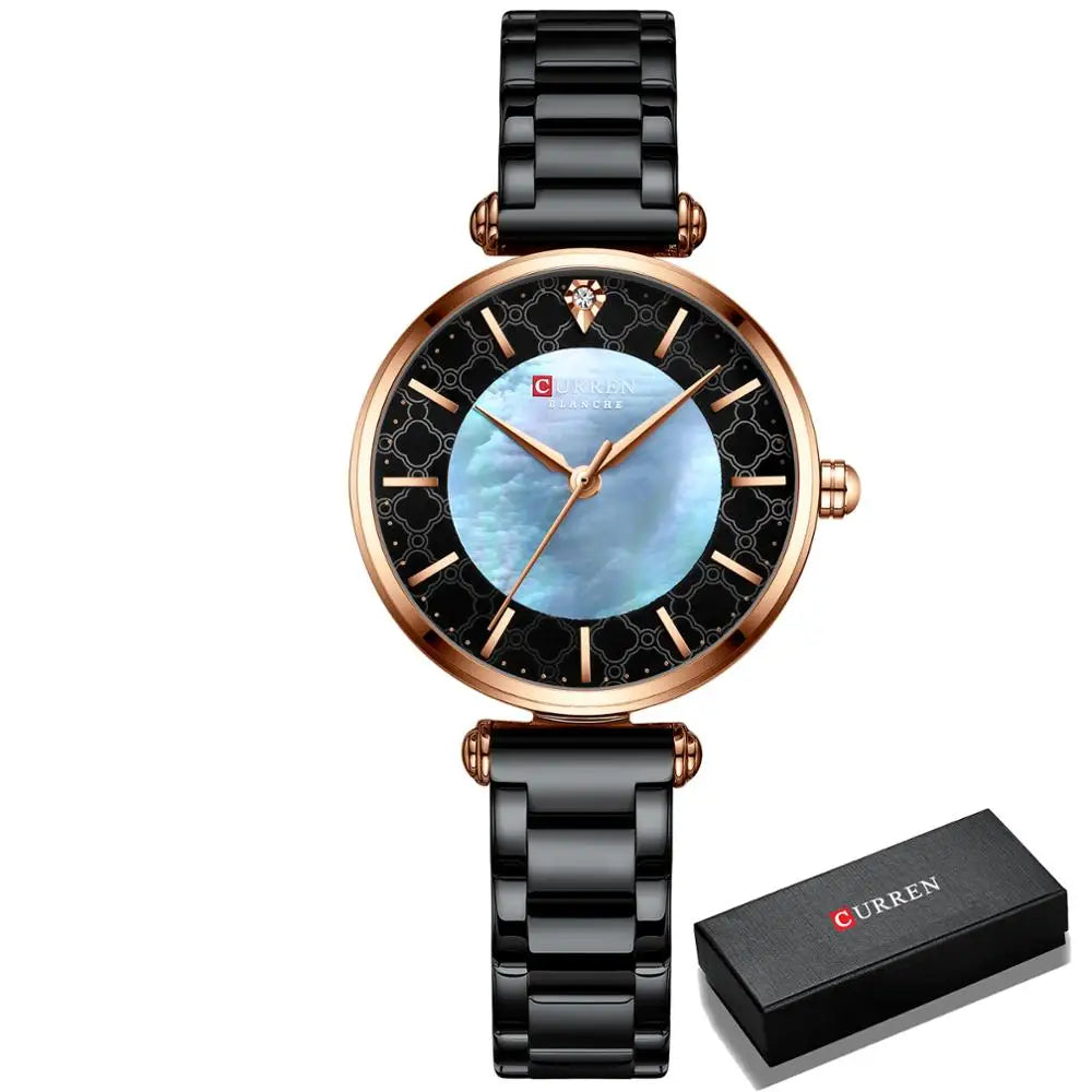 CURREN Women's Luxury Quartz Watch - Stainless Steel, Numberless Dial