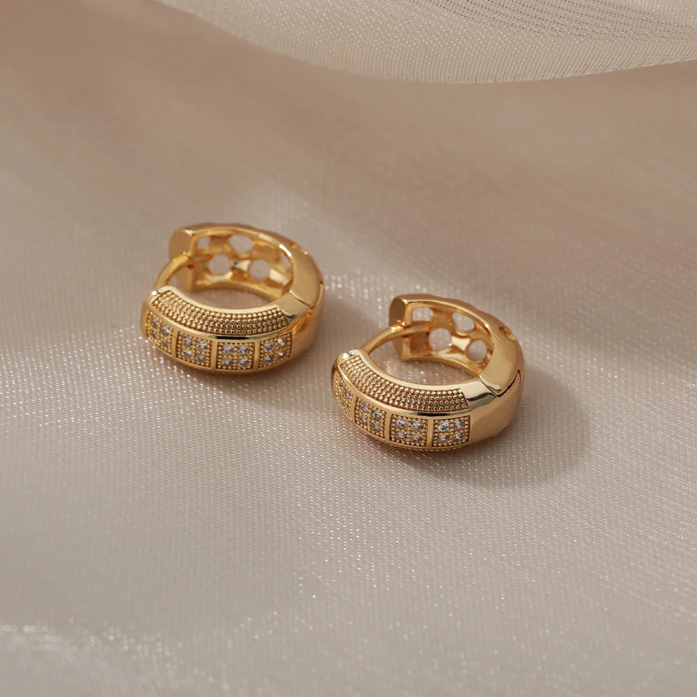 Cubic Zirconia Band Hoop Earrings