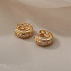 Cubic Zirconia Band Hoop Earrings