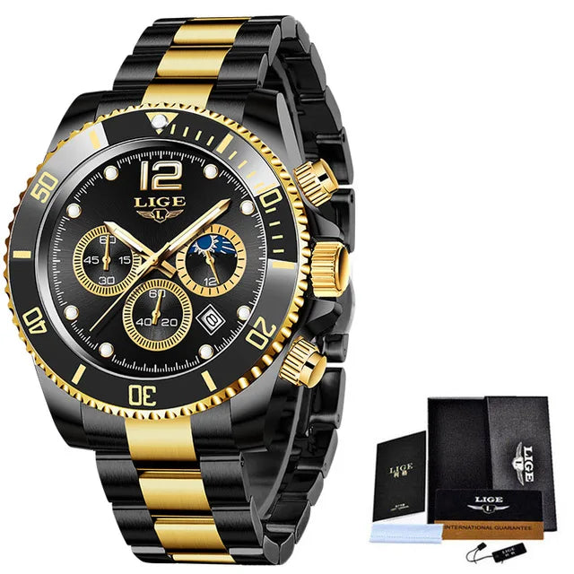 LIGE Men's Luxury Chronograph Watch