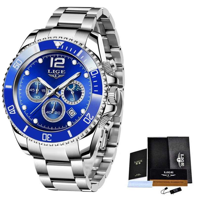 LIGE Men's Luxury Chronograph Watch