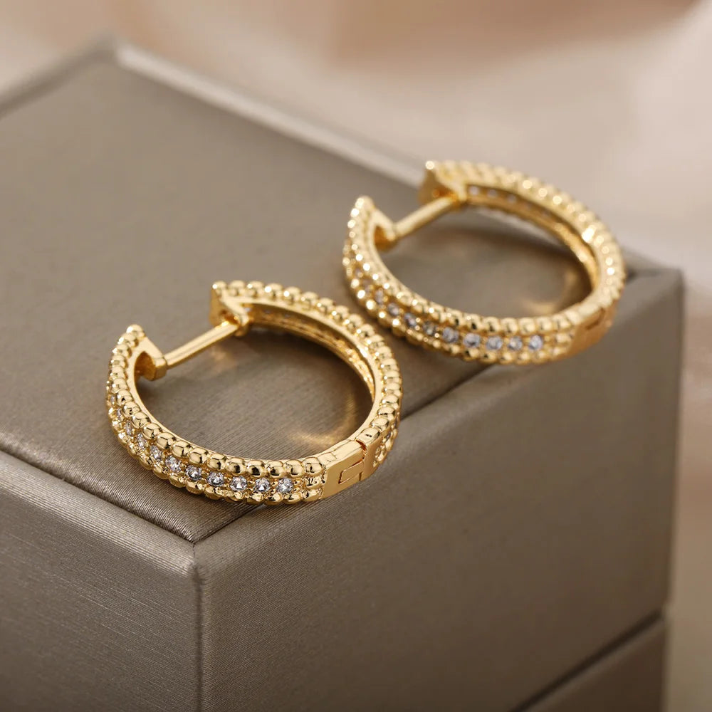 Round Hoop Earrings For Women Gold Color Stainless Steel Earrings 2026 Trend New Wedding Band Couple Jewelry Freeshipping Items