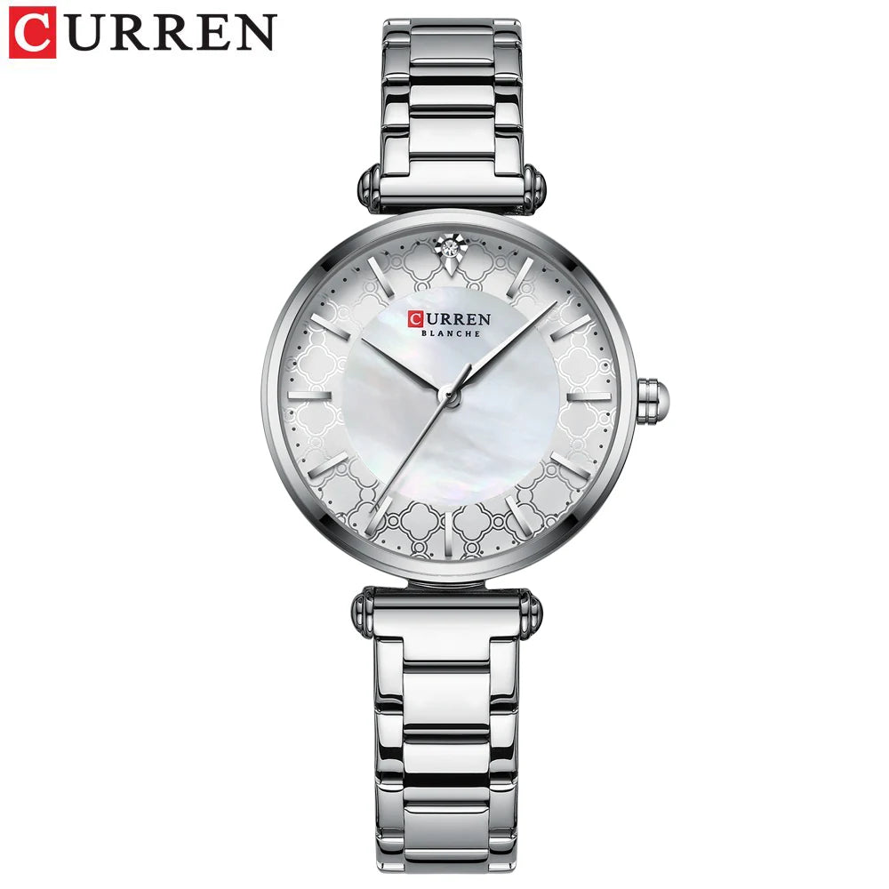 CURREN Women's Luxury Quartz Watch - Stainless Steel, Numberless Dial