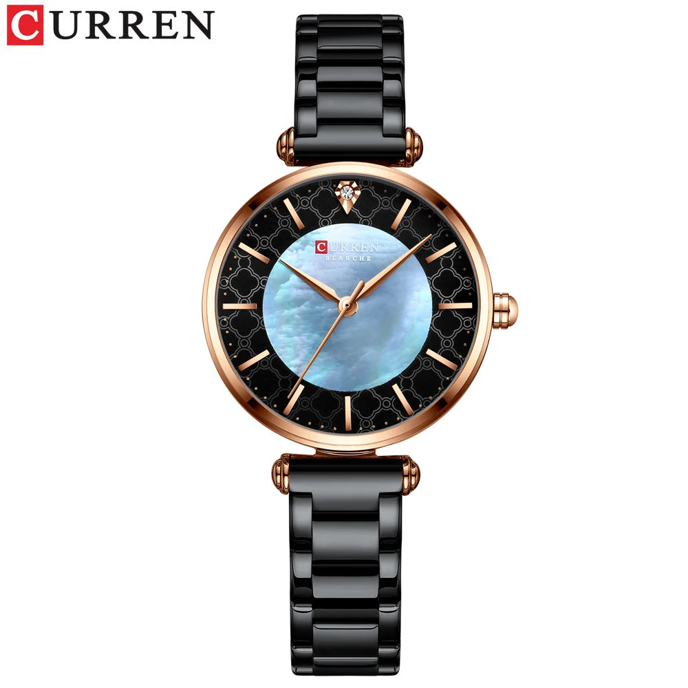 CURREN Women's Luxury Quartz Watch - Stainless Steel, Numberless Dial