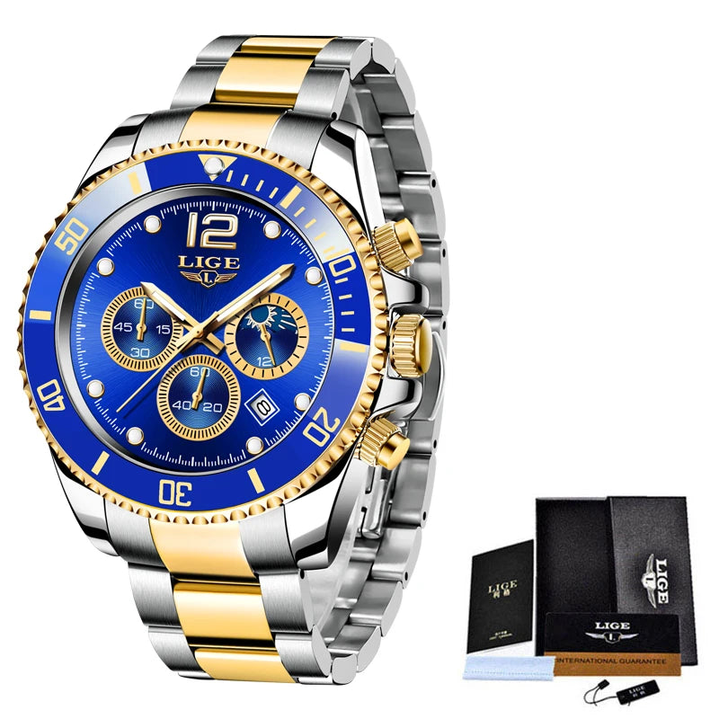 LIGE Men's Luxury Chronograph Watch