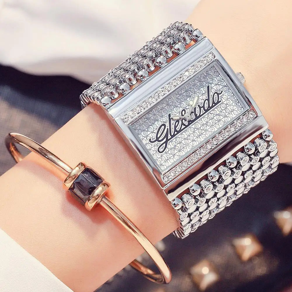 Reloj de Mujer Cuadrado Dorado — Elegancia Casual con Precision Quartz