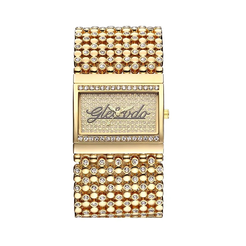 Reloj de Mujer Cuadrado Dorado — Elegancia Casual con Precision Quartz