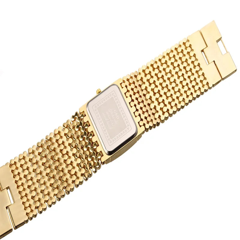 Reloj de Mujer Cuadrado Dorado — Elegancia Casual con Precision Quartz