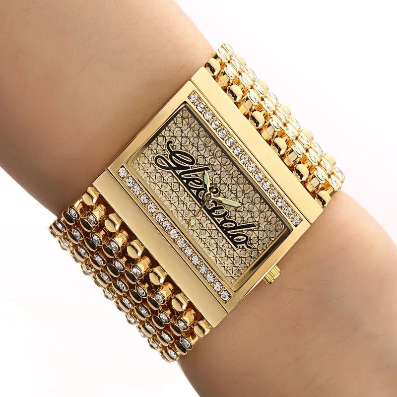 Reloj de Mujer Cuadrado Dorado — Elegancia Casual con Precision Quartz