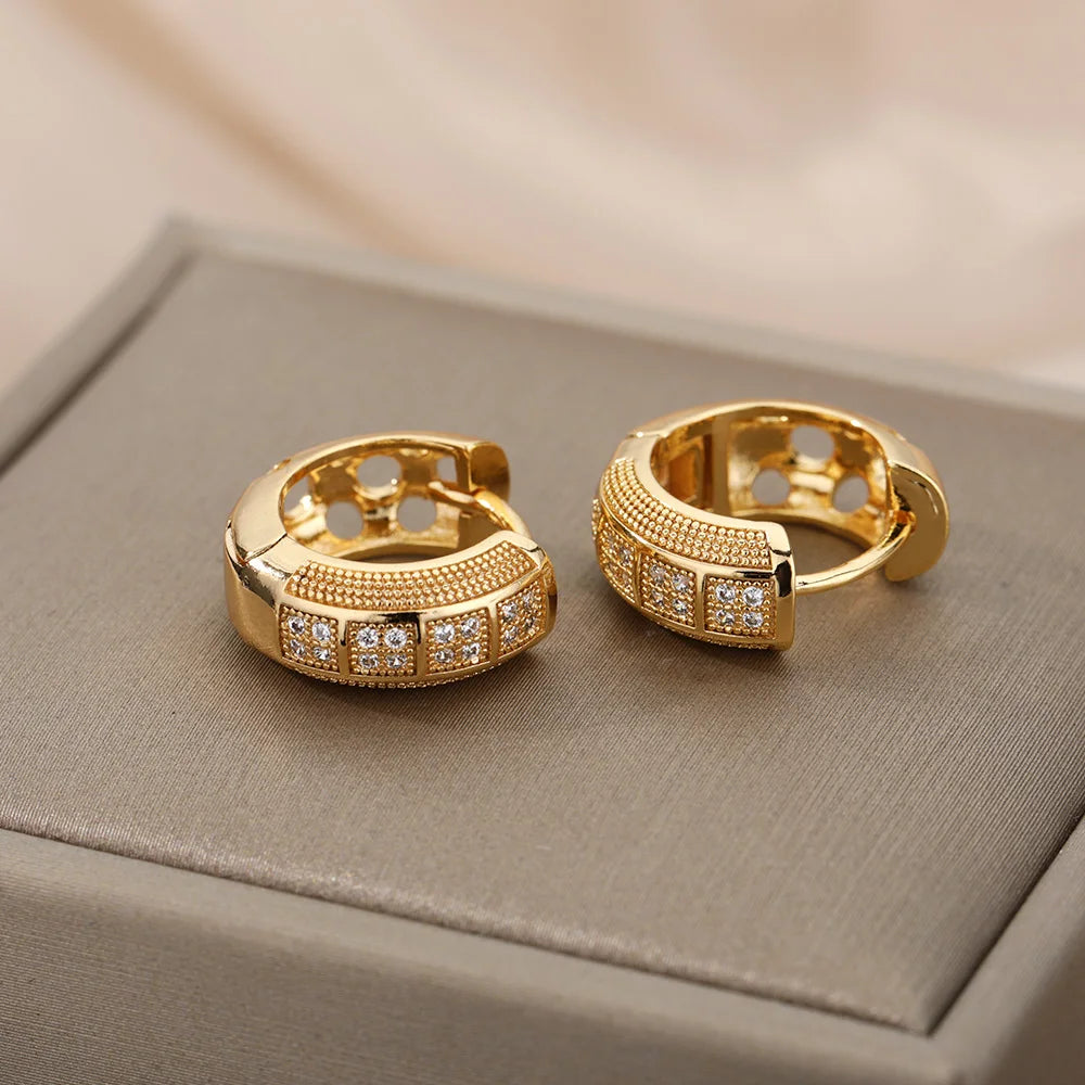 Cubic Zirconia Band Hoop Earrings