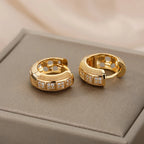 Cubic Zirconia Band Hoop Earrings