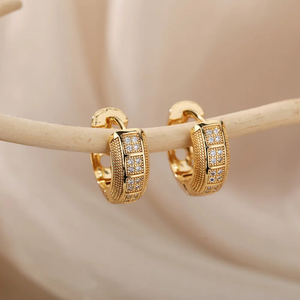 Cubic Zirconia Band Hoop Earrings