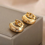 Cubic Zirconia Band Hoop Earrings