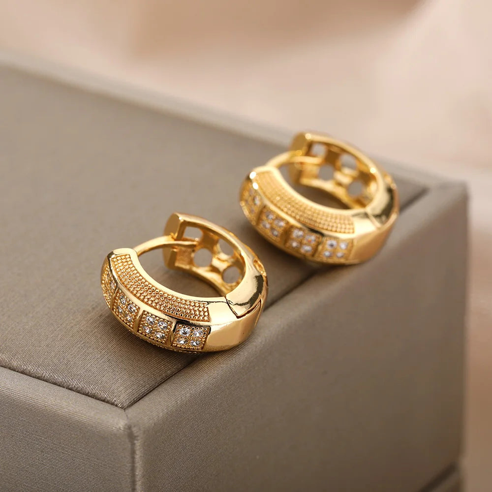 Cubic Zirconia Band Hoop Earrings