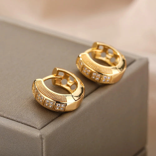Cubic Zirconia Band Hoop Earrings