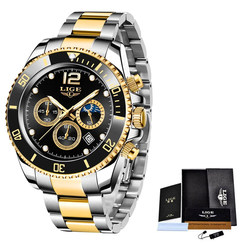 LIGE Men's Luxury Chronograph Watch
