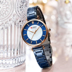 CURREN Women's Luxury Quartz Watch - Stainless Steel, Numberless Dial