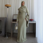 Beaded Satin Party Abaya - Diamond Caftan Robe for Women