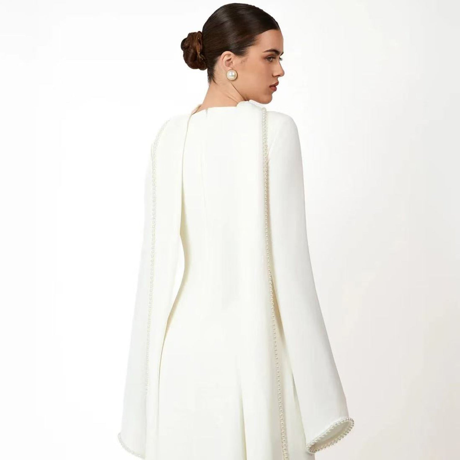 Beaded Satin Party Abaya - Diamond Caftan Robe for Women