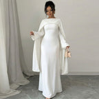 Beaded Satin Party Abaya - Diamond Caftan Robe for Women