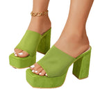 Summer Fashion Women Slip on Platform Plus Size Shoes for Women Peep Toe High Heel Sandals Casual Beach Slippers 2026