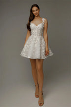 Sweetheart Lace Wedding Dress - 3D Floral Applique A-Line Bridal Gown