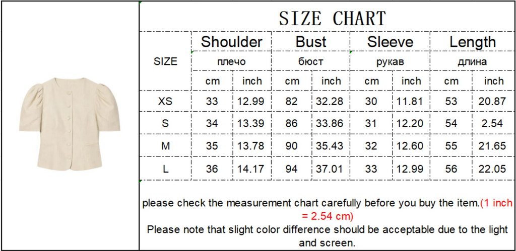 Women's Puff Sleeve Slim Jacket - Short Single-Breasted Casual Chic Coat