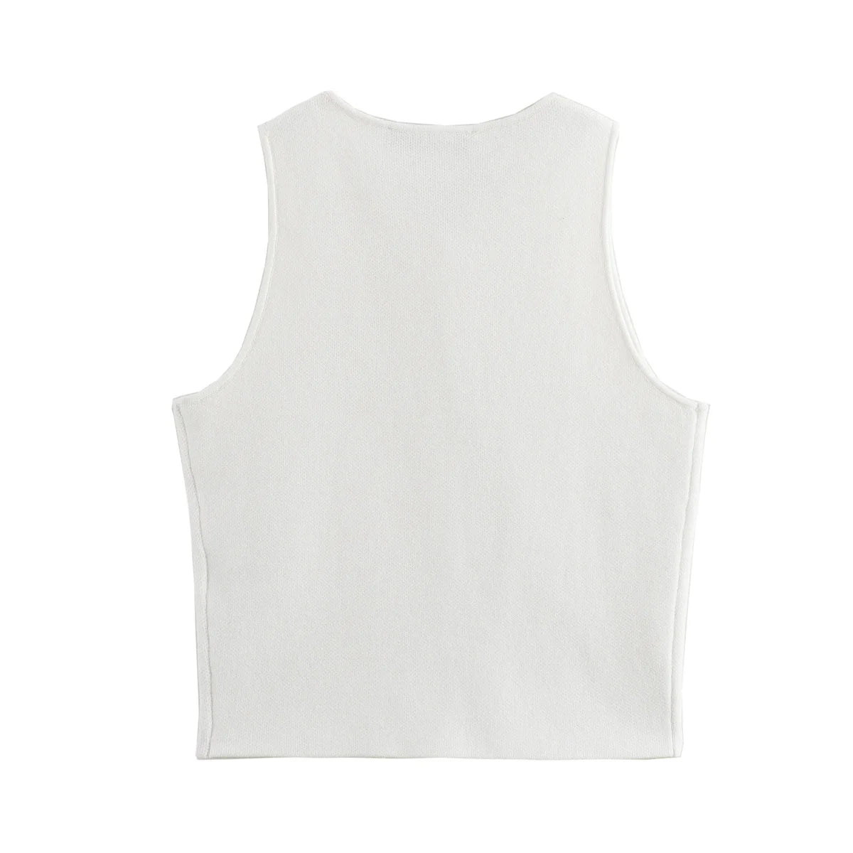 Knit Cropped Vest - Sleeveless Button Sweater Vest for Women