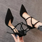 Cross-Strap Roman Sandals - Pointed Toe Stiletto Heels for Women