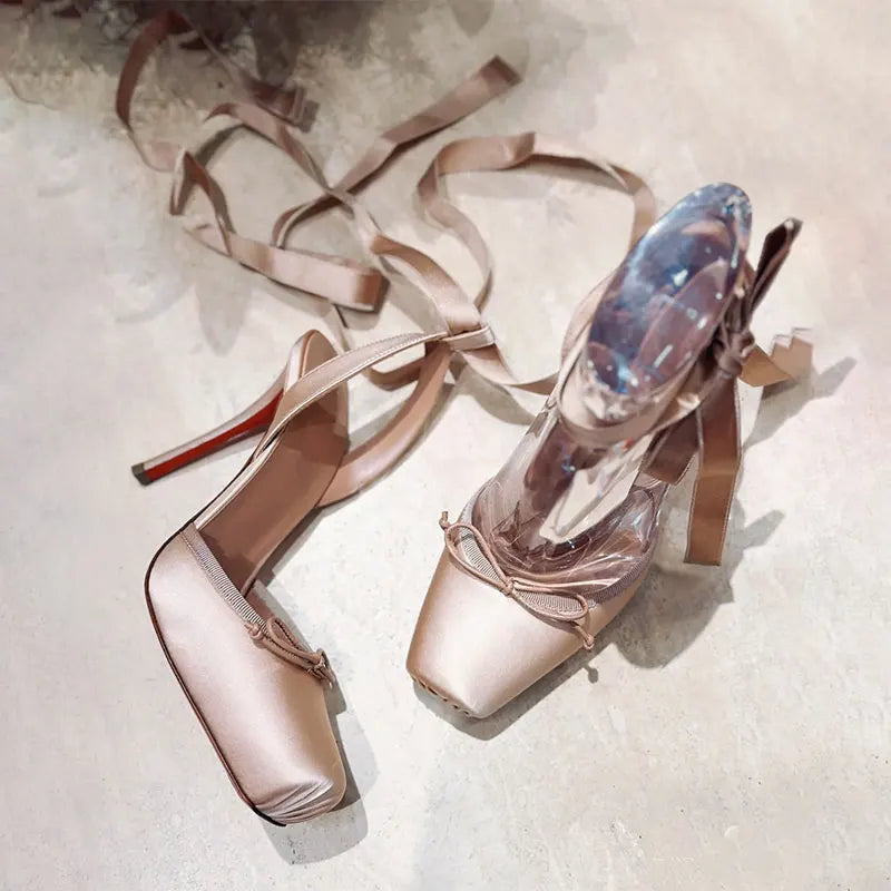 Stiletto Lace-Up Sandals