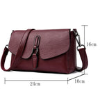 Women's 3-Layer Genuine Leather Shoulder Bag - Crossbody Messenger Purse