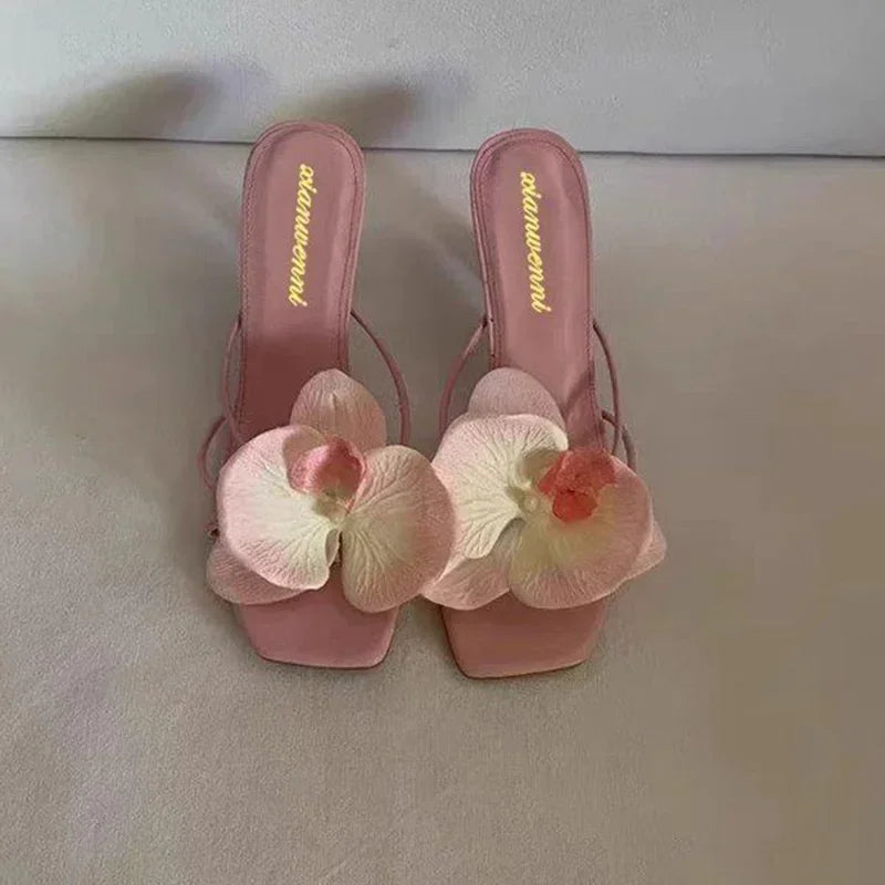 Floral Toe High Heel Sandals