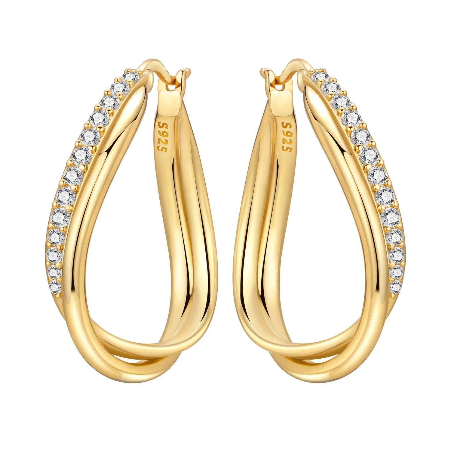 Sterling Silver 18K Gold Hoop Earrings