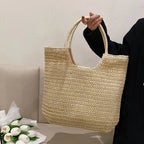 Bolso Tote de Paja para Mujer | Tejido Crochet, Estilo Bohemio | Playa y Viaje
