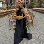 Women's Backless Lace-Up Maxi Dress - Sleeveless Elegant A-Line Party Dress