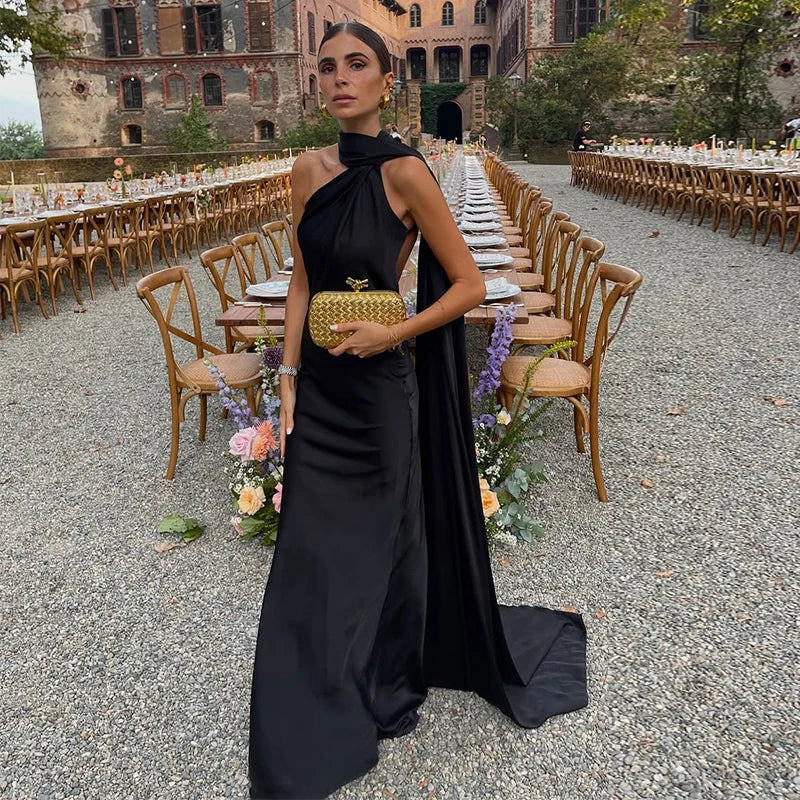 Women's Backless Lace-Up Maxi Dress - Sleeveless Elegant A-Line Party Dress