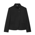 Women's Elegant Blazer Jacket - Stand Collar Single Breasted Casual Coat