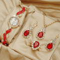 Women's 5-Piece Jewelry Set - Diamond Bracelet Watch & Water Drop Accessories