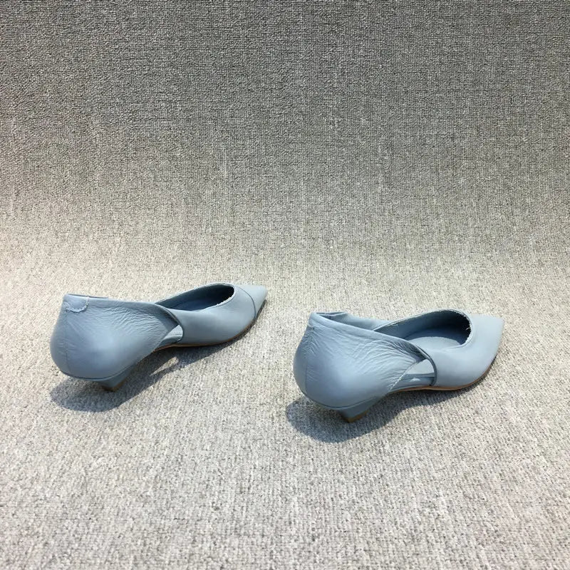 Women's Low Heel Pointed Toe Slip-On Pumps — Elegant Casual Shoes