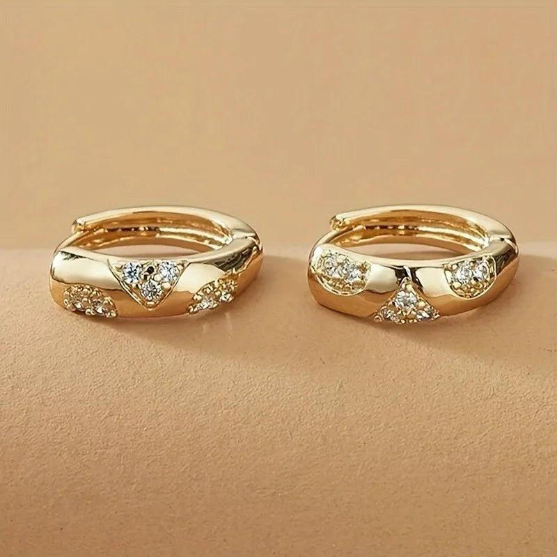 Gold Cubic Zirconia Hoop Earrings