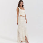 Women's 2-Piece Lace Corset Top and Maxi Skirt Set - Elegant Formal Event Dress