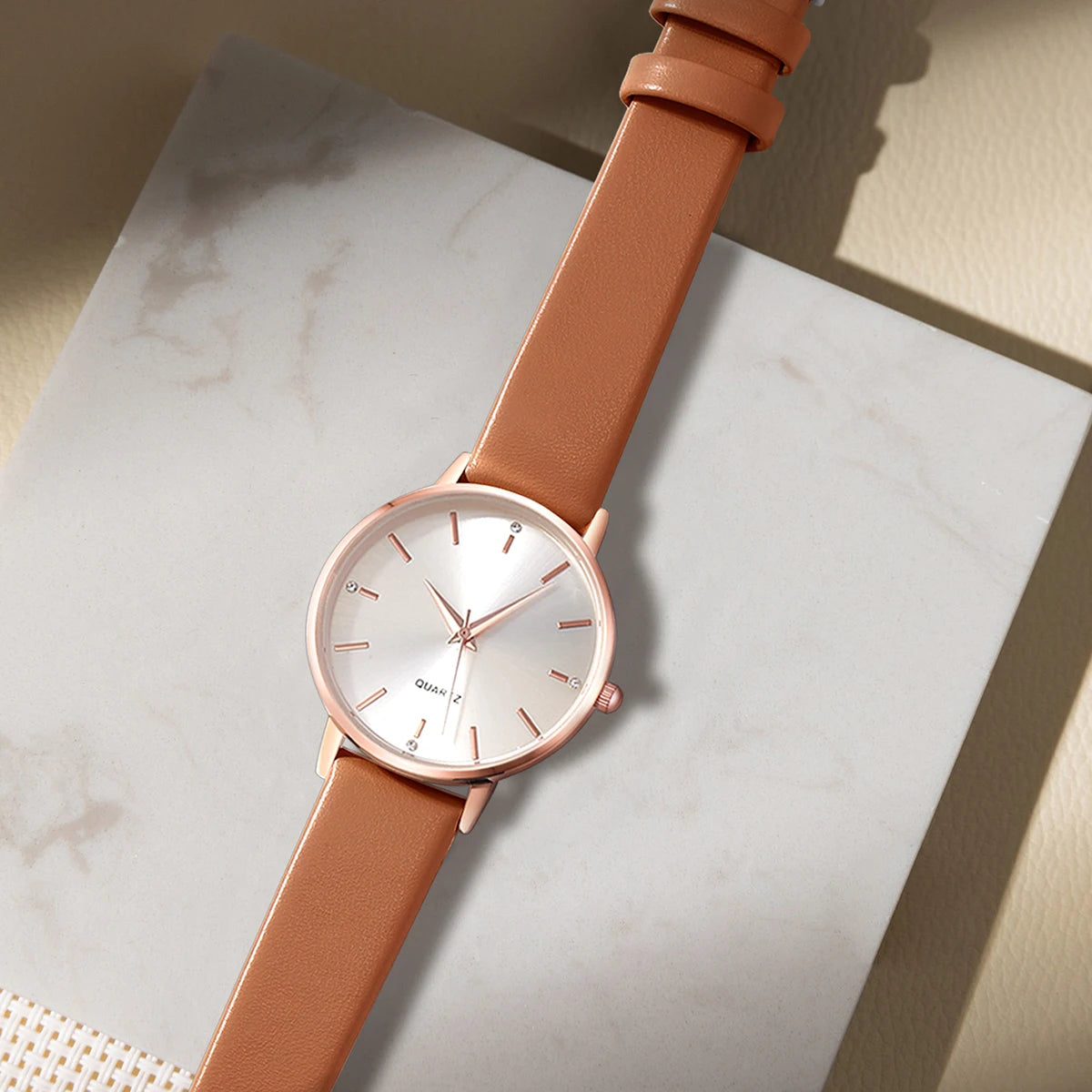 Women's Luxury Quartz Watch - Leather Band, Minimalist Dial