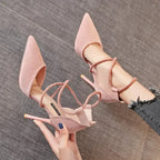 Cross-Strap Roman Sandals - Pointed Toe Stiletto Heels for Women