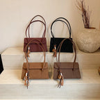 Women's Y2K Retro PU Leather Tote Bag - Casual Shoulder Handbag