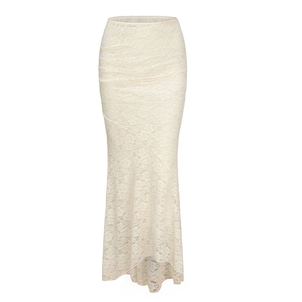 Women's 2-Piece Lace Corset Top and Maxi Skirt Set - Elegant Formal Event Dress