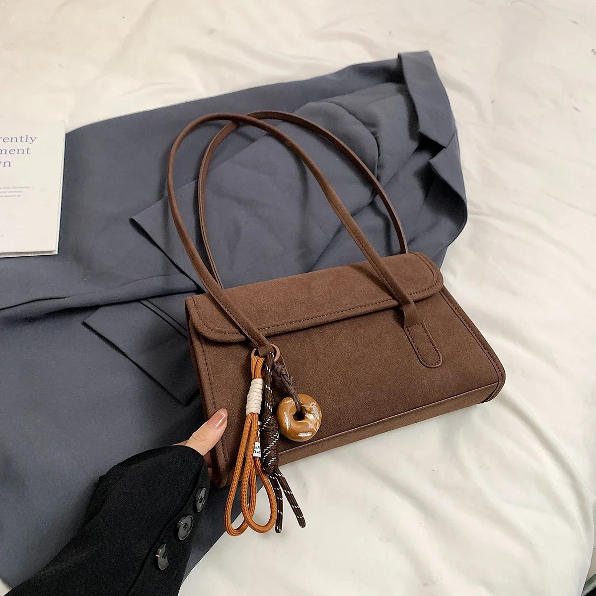 Women's Y2K Retro PU Leather Tote Bag - Casual Shoulder Handbag