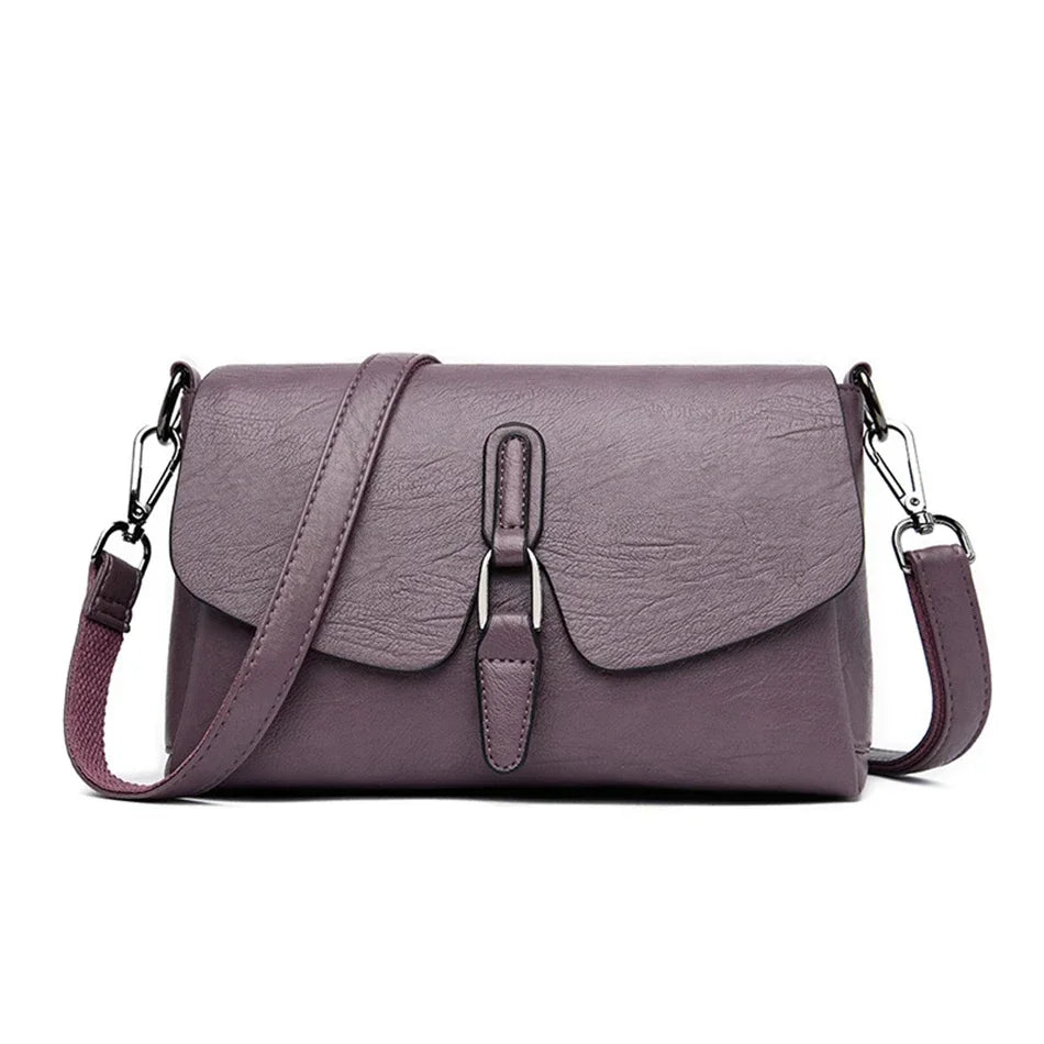 Women's 3-Layer Genuine Leather Shoulder Bag - Crossbody Messenger Purse