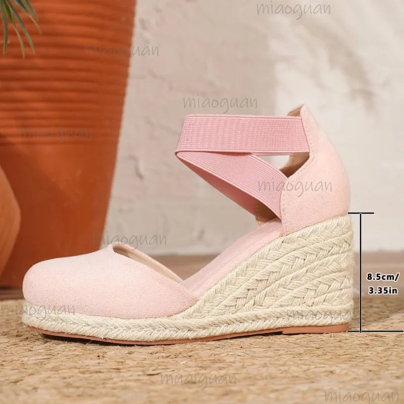 Cover Toe Women's Espadrille Wedge Sandals Ankle Strap Summer Slip-on Comfortable Platform Shoes for Ladies 2026 New Босоножки