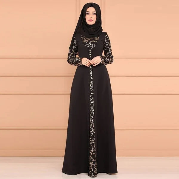 Muslim Abaya Kaftan Dress - Long Sleeve Maxi Robe for Women